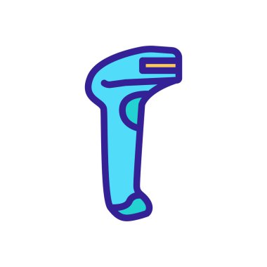 Lazer barkod tarayıcısı ve ikon vektörü. Lazer barkod tarayıcısı ve tutucu işareti. renk sembolü çizimi