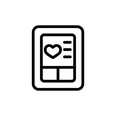 Tonometre düğmeleri ikon vektörlü elektronik ekran. Tonometre işaretli elektronik ekran. izole edilmiş sınır sembolü çizimi