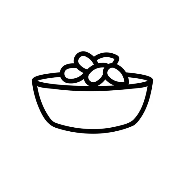 向日葵种子在碗中图标向量 葵花籽在碗的标志 孤立等高线符号图解 — 图库矢量图片