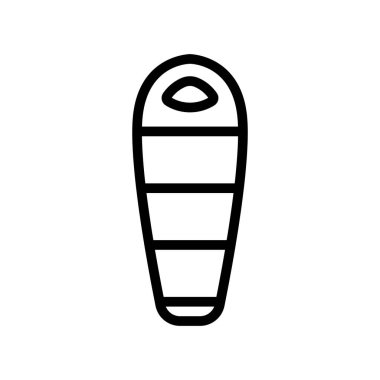 turist ikonu taşıyıcısı için uyku tulumu. Turist tabelası için uyku tulumu. izole edilmiş sınır sembolü çizimi