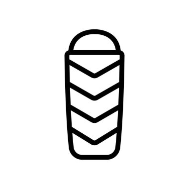 Üçgen kombo uyku tulumu ikon vektörü. Üçgen uyku tulumu işareti. izole edilmiş sınır sembolü çizimi