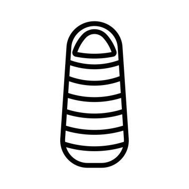 Yatay olarak izole edilmiş uyku tulumu koza ikonu taşıyıcısını soyar. Yatay olarak izole edilmiş uyku tulumu kozası işareti. izole edilmiş sınır sembolü çizimi