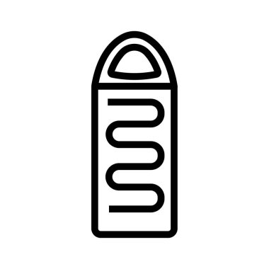 Koza battaniye uyku tulumu ikon taşıyıcısı. Koza battaniye uyku tulumu tabelası. izole edilmiş sınır sembolü çizimi