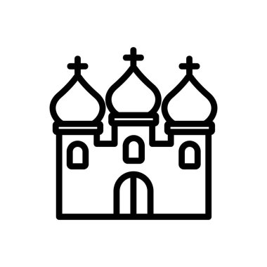 Kubbe ikon vektörlü Hristiyan tapınağı. Kubbeli bir Hıristiyan tapınağı. izole edilmiş sınır sembolü çizimi