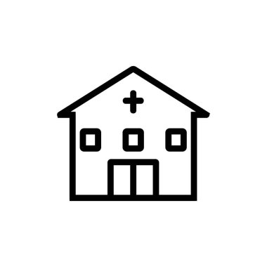 Hıristiyan mimari yapı ikonu vektörü. Hıristiyan mimari yapı tabelası. izole edilmiş sınır sembolü çizimi