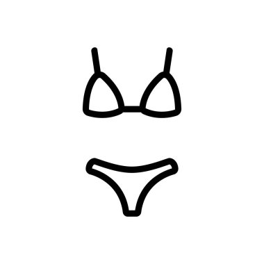 Bikini bikini ikon vektörü. Bikini mayo tabelası. izole edilmiş sınır sembolü çizimi