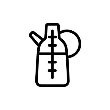 Bir sürahi yağ ve yer değiştirme ikonu vektörü. Bir sürahi yağ ve yer değiştirme işareti. izole edilmiş sınır sembolü çizimi