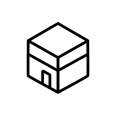 Müslüman tapınağı kabe ikonu vektörü. Müslümanların Kabe tabelası. izole edilmiş sınır sembolü çizimi