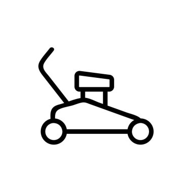 Çim biçme makinesi. Çim biçme ikonu vektörü. Çim biçme makinesi. izole edilmiş sınır sembolü çizimi