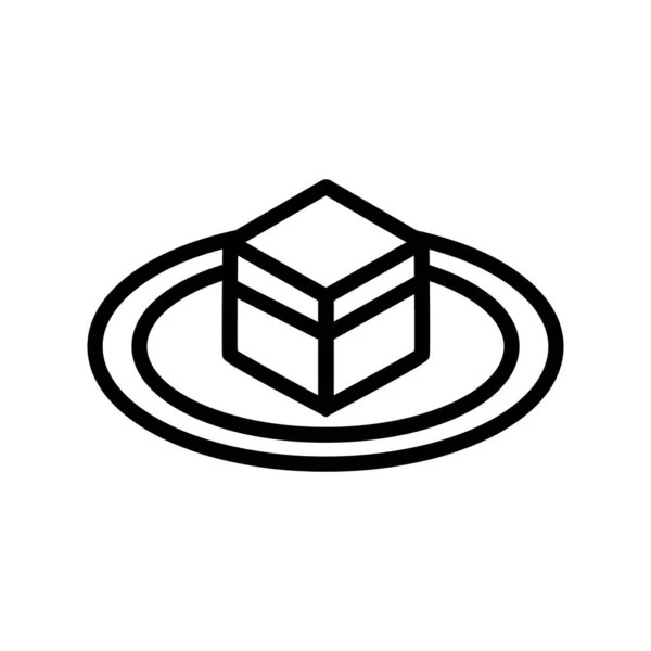 Огороджений Кубічний Камінь Значок Кааби Вектор Огороджений Знак Кубічного Каменю — стоковий вектор