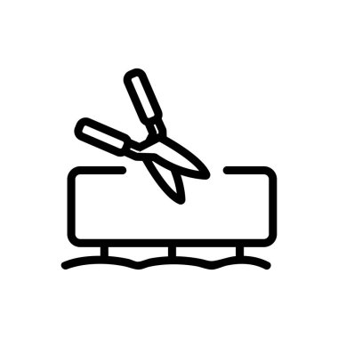 Çimen budama makas ikon vektörü. Çim budama makası işareti. izole edilmiş sınır sembolü çizimi