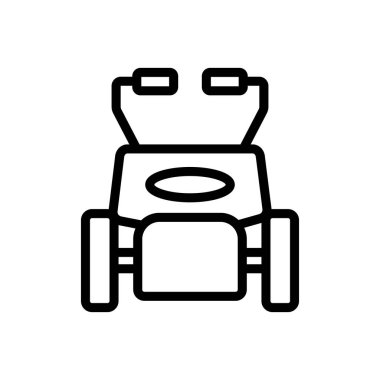 Çim biçme makinesi ikon vektörü. Çim biçme makinesi işareti. izole edilmiş sınır sembolü çizimi