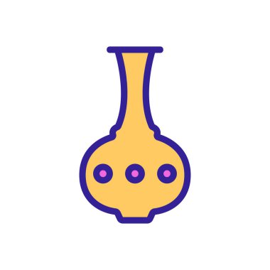 yuvarlak çiçek vazosu ve daire simgesi vektörü. Yuvarlak çiçek vazosu ve daire işareti. renk sembolü çizimi