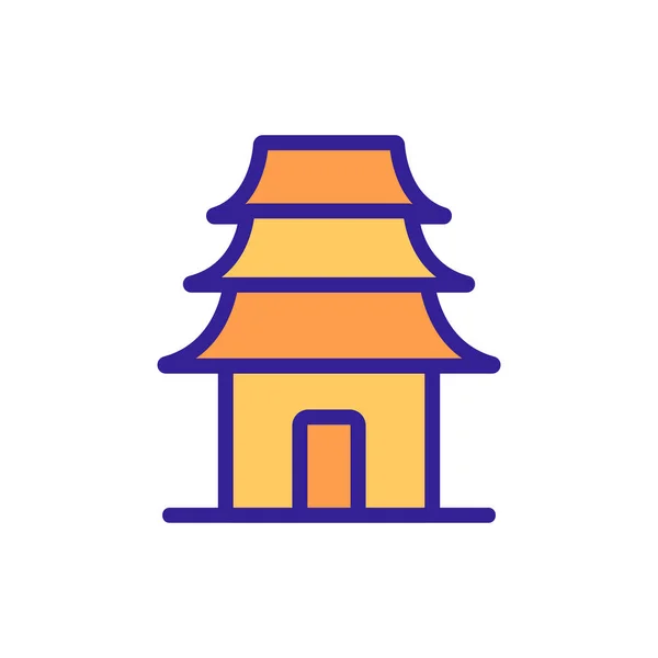 東洋の聖なる寺院のアイコンベクトル 東洋の神聖な寺院の看板 カラーシンボルイラスト — ストックベクタ