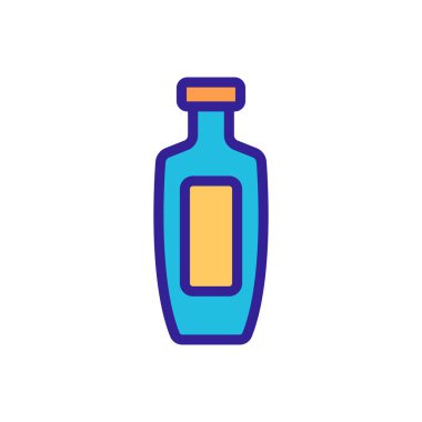 Bir şişe ayçiçeği yağı ikonu vektörü. Bir şişe ayçiçeği yağı işareti. renk sembolü çizimi