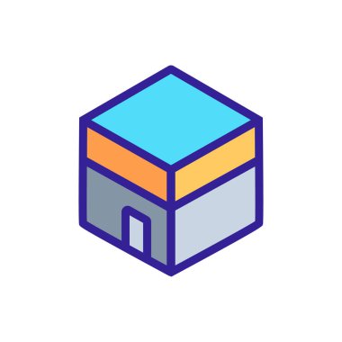 Müslüman tapınağı kabe ikonu vektörü. Müslümanların Kabe tabelası. renk sembolü çizimi