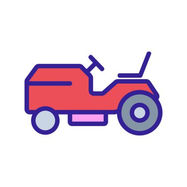 Çim biçme makinesi yan görünüm ikonu vektörü. Çim biçme makinesi yan görüş tabelası. renk sembolü çizimi