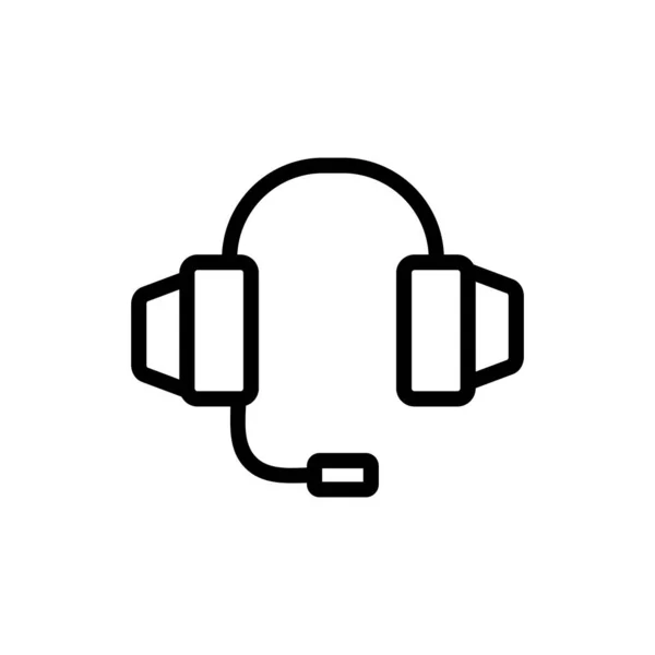 Kopfhörer Mit Integriertem Mikrofonsymbolvektor Kopfhörer Mit Integriertem Mikrofonschild Isolierte Kontursymboldarstellung — Stockvektor