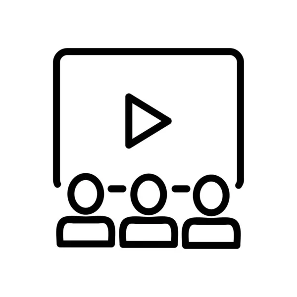 Kollektive Videoanzeige Icon Vektor Kollektive Videoanschauung Zeichen Isolierte Kontursymboldarstellung — Stockvektor