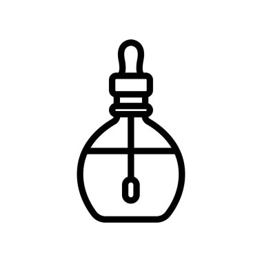 Pipette ikon vektörüyle birlikte kavanozdaki tırnak yağı. Kavanozda pipet işaretli tırnak yağı. izole edilmiş sınır sembolü çizimi