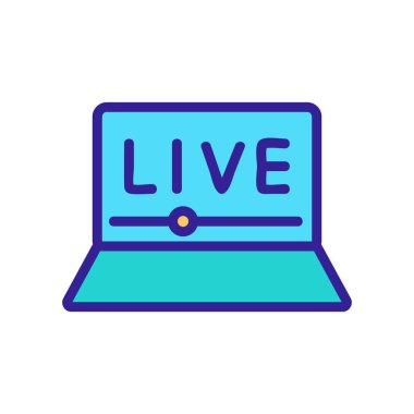 çevrimiçi video simgesi vektörü izliyor. Online video işareti izliyordum. renk sembolü çizimi