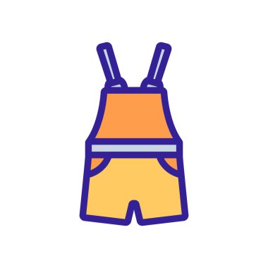 Şort ikon vektörlü kısa atlama giysisi çalışıyor. Şort işaretli kısa tulum giyiyor. renk sembolü çizimi