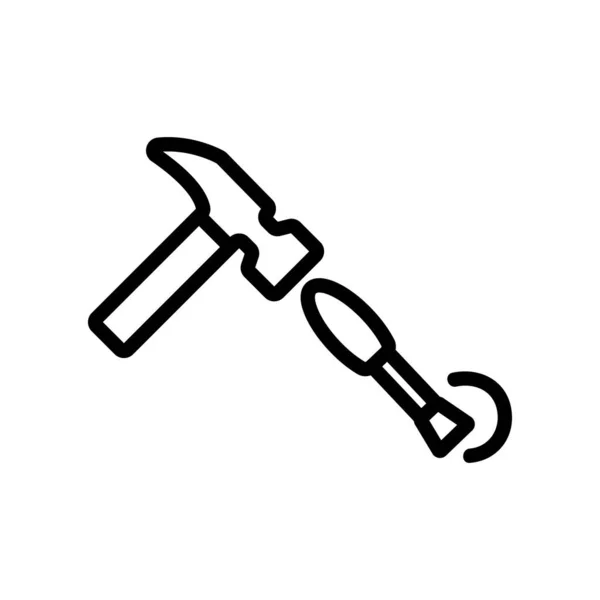 Hammer Screws Icon Vector Hammer Screws Sign Isolated Contour Symbol — Stock Vector
