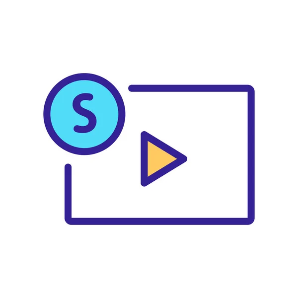 Video Anzeige Kosten Symbol Vektor Kostenhinweis Videobeweis Farbige Symbolabbildung — Stockvektor