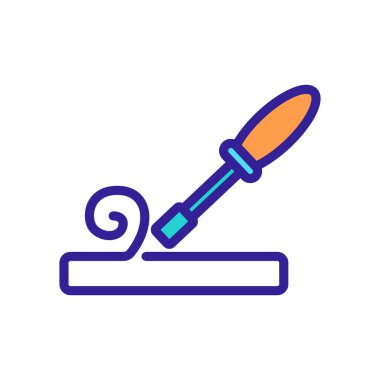 Tahta kesme aracı ikon vektörü. Ahşap kesme işareti. renk sembolü çizimi