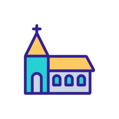 Dini tapınak ikon vektörü. Dini tapınak inşaatı. renk sembolü çizimi