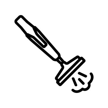 Simge vektörünü temizlemek için buhar fırçası. Temizlik işareti için süpürge buharı. izole edilmiş sınır sembolü çizimi