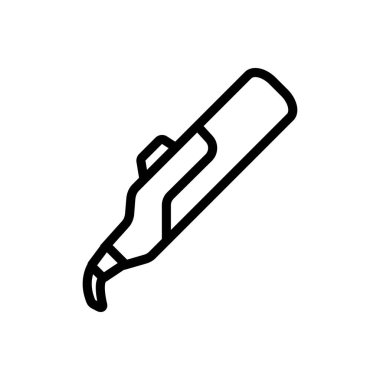 Tutucu ikon vektörü ile lehim yakma demiri. Tutucu işaretli lehim makinesi. izole edilmiş sınır sembolü çizimi