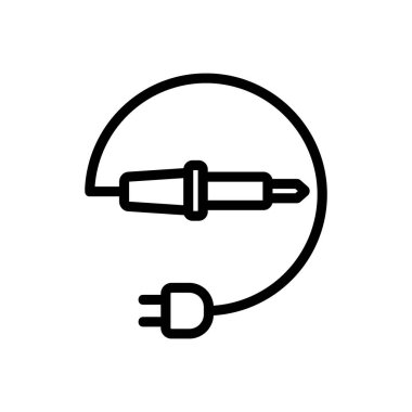 Kablo ikon vektörü ile lehim demiri. Kordon işaretli lehim demiri. izole edilmiş sınır sembolü çizimi