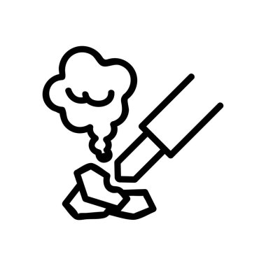 Simge vektöründe lehimleme demiri. İşlem işaretinde lehim var. izole edilmiş sınır sembolü çizimi