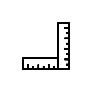 İki cetvel dik açı ikon vektörü yapıyor. İki cetvel dik açı işareti yapıyor. izole edilmiş sınır sembolü çizimi