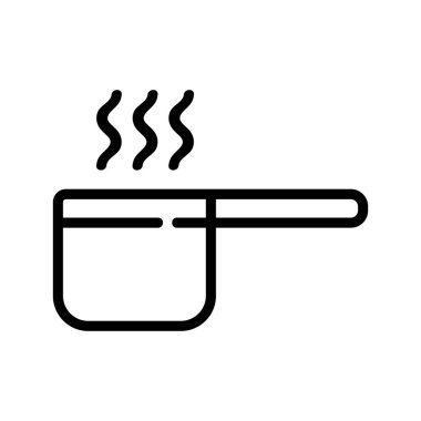 Yulaf lapası ikonu vektöründe güveç. Yulaf lapası tabelalarında güveç. izole edilmiş sınır sembolü çizimi