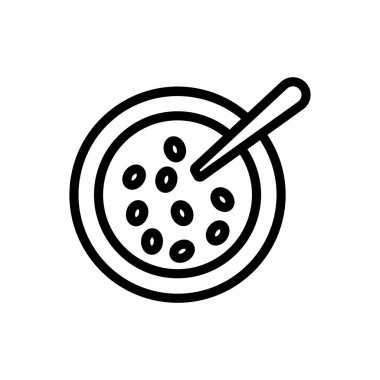 Tabak görünümü ikon vektöründe sıvı yulaf ezmesi. Tabak manzaralı levhada yulaf ezmesi. izole edilmiş sınır sembolü çizimi