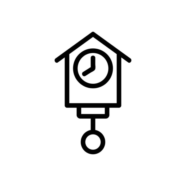 Dispositivo Reloj Forma Casa Con Icono Péndulo Esquema Ilustración — Archivo Imágenes Vectoriales