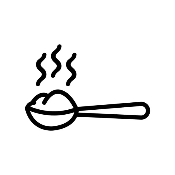 スプーン調理ホットお粥アイコンベクトル スプーンで温かいお粥のサイン 孤立した輪郭記号図 — ストックベクタ