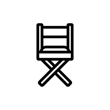 Ahşap katlanır sandalye ön görüş simgesi vektörü. Ahşap katlanır sandalye ön manzara tabelası. izole edilmiş sınır sembolü çizimi