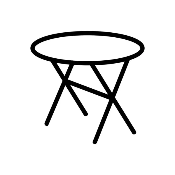 交叉腿圆形桌子图标矢量 交叉腿圆桌标志 孤立等高线符号图解 — 图库矢量图片