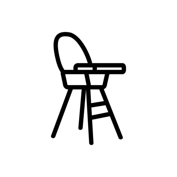 椅子供膳与桌面和圆形背面视图图标向量 椅子供膳用 顶部为台面 背面为圆形的视觉标志 孤立等高线符号图解 — 图库矢量图片
