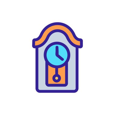 yuvarlak sarkaçlı saat duvarı dairesel çatı ikonu vektörü. yuvarlak sarkaç saat duvarı dairesel çatı tabelası. renk sembolü çizimi