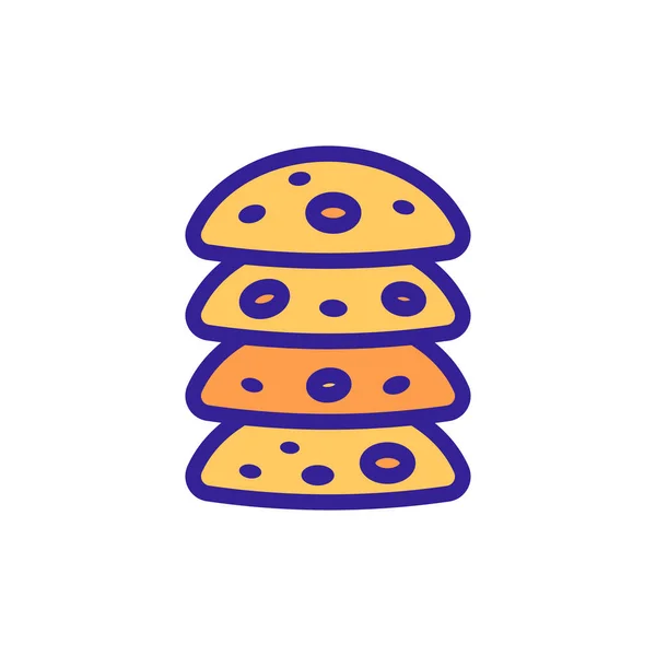 燕麦饼干堆栈图标向量 一堆燕麦片饼干的签名 彩色符号图解 — 图库矢量图片
