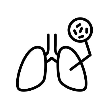 Akciğer ikon vektöründeki bulaşıcı bakteriler. Ciğerlerdeki bulaşıcı bakteri işareti. izole edilmiş sınır sembolü çizimi