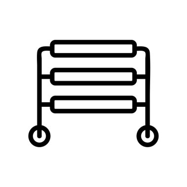 Üç seviye ısıtılmış havlu ray ikonu vektörü. Üç katlı ısıtmalı havlu levhası. izole edilmiş sınır sembolü çizimi