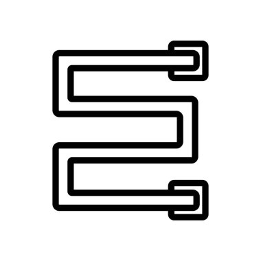 Dik açı ısıtılmış havlu tırabzanı ikonu vektörü. Doğru açı, ısıtmalı havlu levhası. izole edilmiş sınır sembolü çizimi