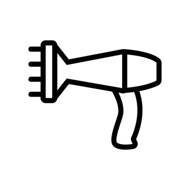 Saç kurutma makinesi ikon vektörü. Saç kurutma makinesi difüzör işareti. izole edilmiş sınır sembolü çizimi