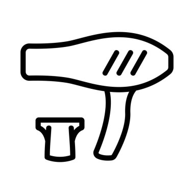 Saç kurutma makinesi ve çıkarılabilir kurutma başlığı ikonu taşıyıcısı. Saç kurutma makinesi ve çıkarılabilir kurutma başlığı işareti. izole edilmiş sınır sembolü çizimi