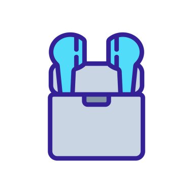 özel kutu ikon vektörlü kablosuz kulaklıklar. Özel kutuda kablosuz kulaklıklar. renk sembolü çizimi